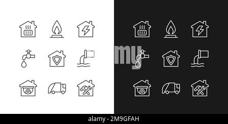 Infrastructures pixel perfect linear icons set for dark, light mode Stock Vector