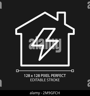 Electricity pixel perfect white linear icon for dark theme Stock Vector