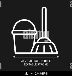 Sanitation services pixel perfect white linear icon for dark theme Stock Vector