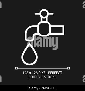 Water supply pixel perfect white linear icon for dark theme Stock Vector