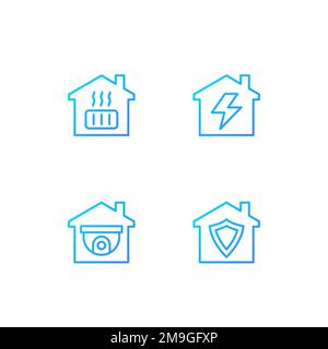 Domestic services pixel perfect gradient linear vector icons set Stock Vector