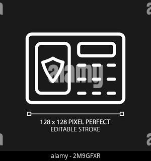Security alarm pixel perfect white linear icon for dark theme Stock Vector