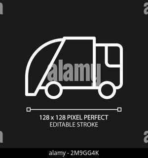 Waste disposal pixel perfect white linear icon for dark theme Stock Vector