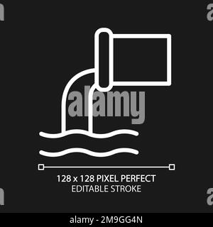 Sewage system pixel perfect white linear icon for dark theme Stock Vector