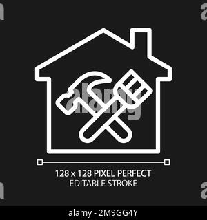 Overhaul pixel perfect white linear icon for dark theme Stock Vector