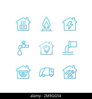 Infrastructures pixel perfect gradient linear vector icons set Stock Vector