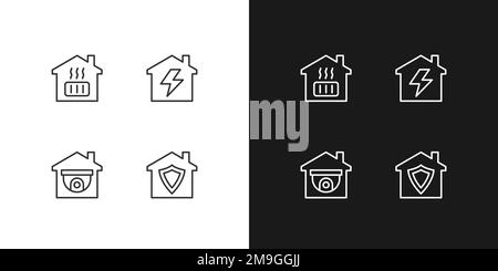 Domestic services pixel perfect linear icons set for dark, light mode Stock Vector