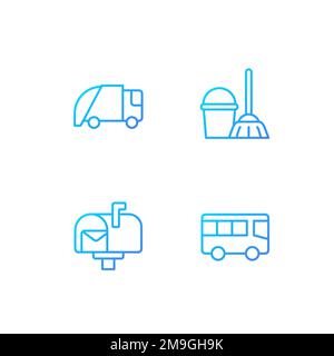 Public services pixel perfect gradient linear vector icons set Stock Vector