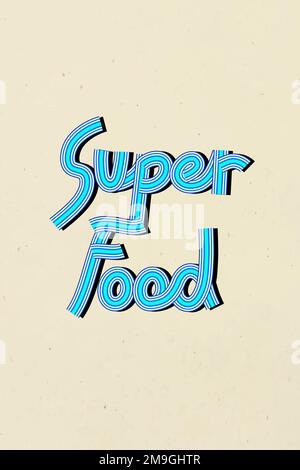 Hand drawn super food vector lettering concentric font typography retro Stock Vector