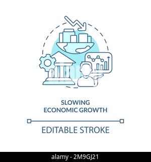Slowing economic growth turquoise concept icon Stock Vector