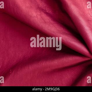 Natural brown leather. Raw material for manufacture of bags, shoes, clothing and accessories. Stock Photo