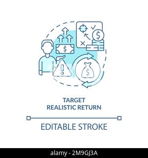 Target realistic return turquoise concept icon Stock Vector