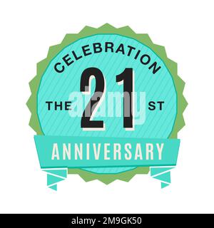 21 years Anniversary Logo Template. Wedding badge in flat modern style. Birthday anniversary label. Stock vector design Stock Vector