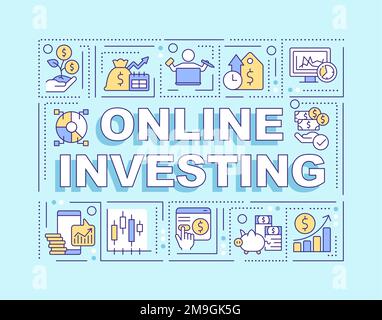 Online investing word concepts blue banner Stock Vector