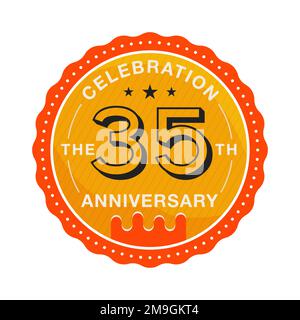 35 years Anniversary Logo Template. Wedding badge in flat modern style. Birthday anniversary label. Stock vector design Stock Vector