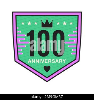 100 years Anniversary Logo Template. Wedding badge in flat modern style. Birthday anniversary label. Stock vector design Stock Vector