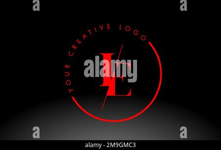 Red IE Circular Letter Logo with Circle Brush Design and Black ...