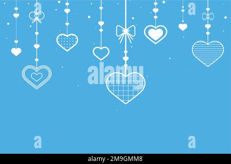 Hanging hearts blue background vector Stock Vector