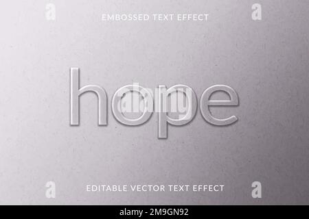 Embossed editable vector text effect template gray paper textured background Stock Vector