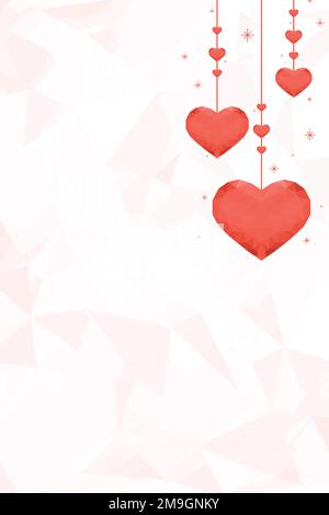 Vector hanging orange hearts background prism pattern Stock Vector