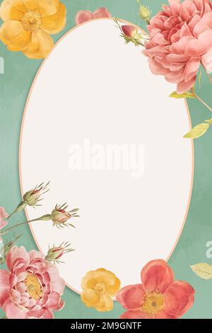 Vivid flower decorated blank space frame Stock Vector