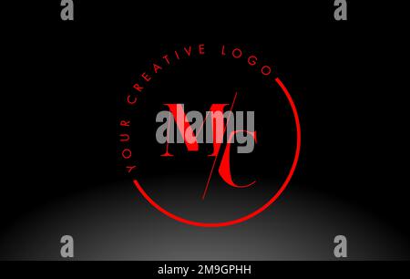 MC Letter Logo with Cutted and Intersected Design and Round Frame ...