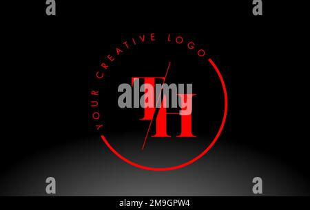 TH Letter Logo with Cutted and Intersected Design and Round Frame ...