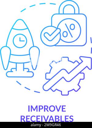 Improve receivables blue gradient concept icon Stock Vector