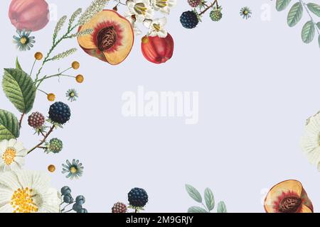 Flower and fruit decorated frame vector Stock Vector