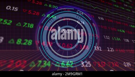 Image of stock market over scope scanning Stock Photo