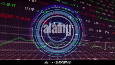 Image of stock market over scope scanning Stock Photo