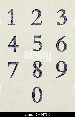 Floral numbers vector retro typography font set Stock Vector