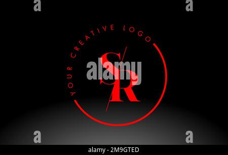 SR Letter Logo with Cutted and Intersected Design and Round Frame ...