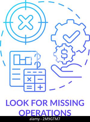 Look for missing operations blue gradient concept icon Stock Vector