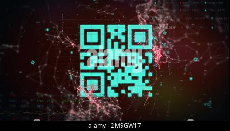 Image of qr code over graph and data processing on black background ...