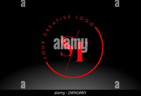 ST Letter Logo with Cutted and Intersected Design and Round Frame ...