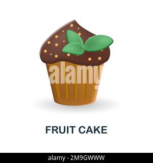 Fruit Cake icon. 3d illustration from fast food collection. Creative Fruit Cake 3d icon for web design, templates, infographics and more Stock Vector