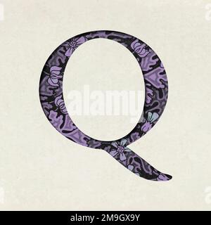 Vintage purple vector letter Q typography Stock Vector
