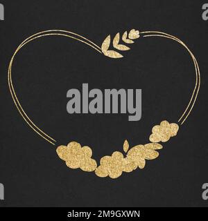 Vector golden botanical heart shaped frame Stock Vector