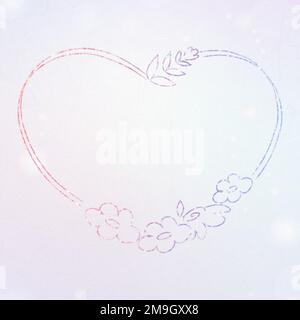 Vector floral wreath glitter border heart shaped Stock Vector