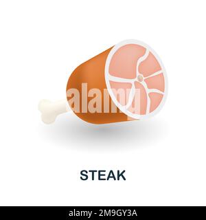 Steak icon. 3d illustration from food market collection. Creative Steak 3d icon for web design, templates, infographics and more Stock Vector
