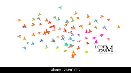 Abstract colored flying birds. Mixed media. Vector illustration Stock Vector