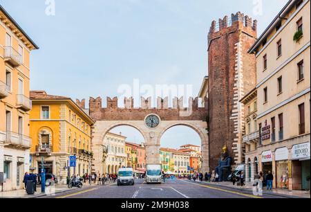 VERONA, ITALY - SEPTEMBER 26, 2019: Piazza Bra in Verona. (I Portoni della Bra). Verona, Italy. Stock Photo