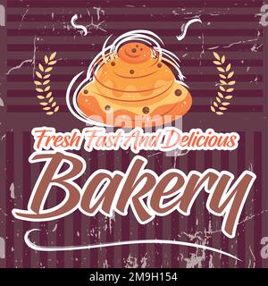 Colored retro bakery shop poster with bakery products Vector Stock Vector