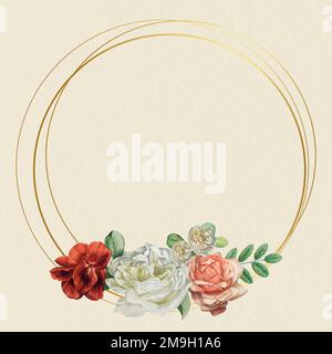 Floral gold frame on beige background vector Stock Vector