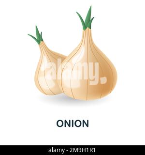 Onion icon. 3d illustration from food market collection. Creative Onion 3d icon for web design, templates, infographics and more Stock Vector