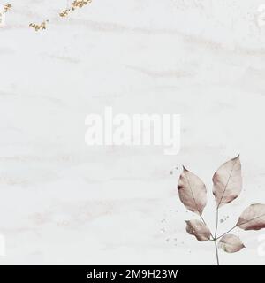 Pink leaf pattern on marble textured background Stock Vector