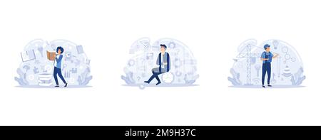 Creative thinking. People with different mental mindset types or model creative. Imaginative logical and structural thinking. MBTI person metaphor, se Stock Vector