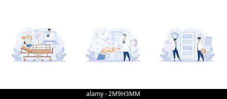 Mobile medicine mhealth online doctor, online medical services, health care program, talk to doctor from anywhere. Smartphone with medical application Stock Vector