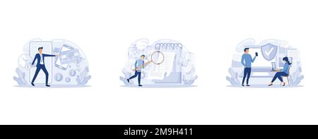 Fees and funding, terms and conditions, privacy policy, service cost, subscription fee, website menu bar, UI, UX, set flat vector modern illustration Stock Vector